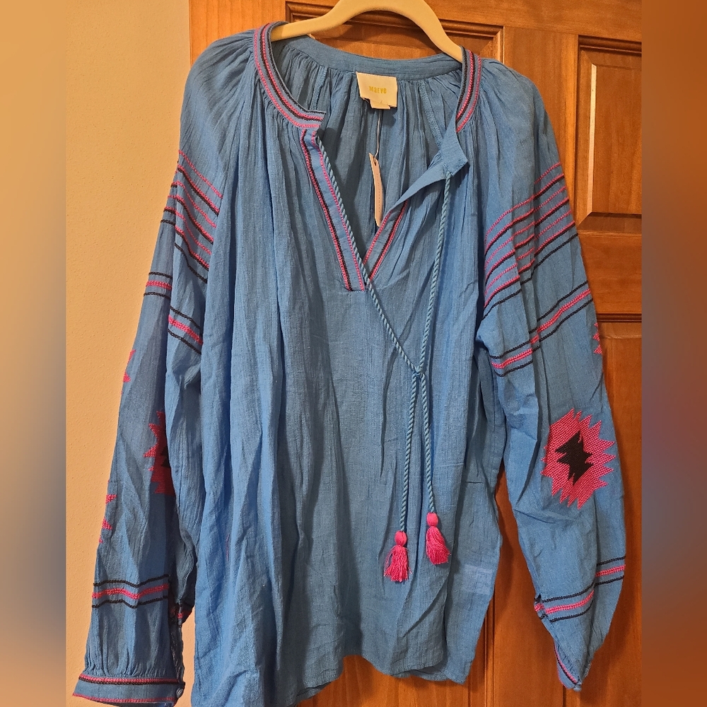 Anthropologie bohemian balloon sleeve peasant blouse, size XL. NWT